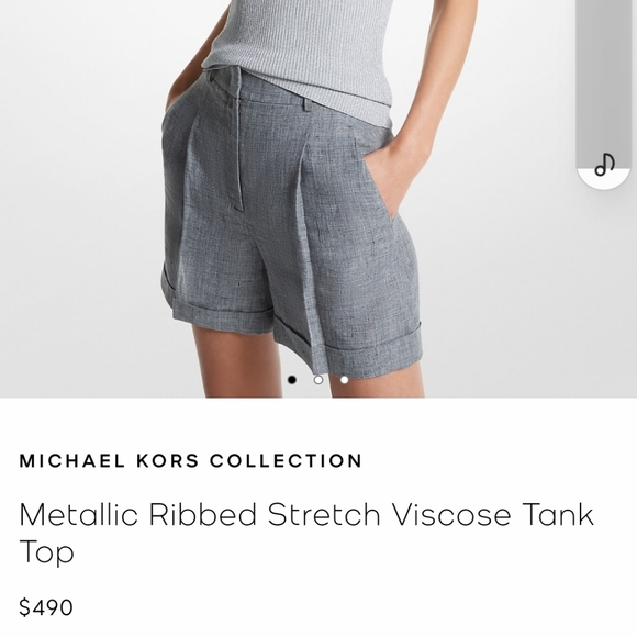 Michael Kors Silver Ribbed Fitted Tank Top - Picture 3 of 4